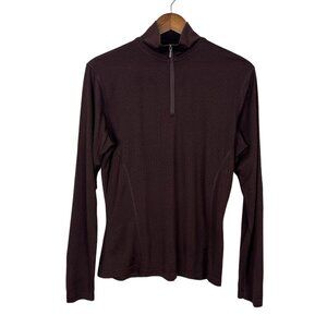Smartwool 1/4 Zip Womens XL Brown Base Layer Pullover Merino Wool Performance